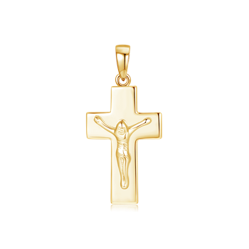 Silver-plated cross pendant with engraved figure from Støvring Design, shiny and detailed.