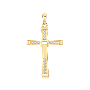 Silver-plated cross pendant with small, sparkling stones from Støvring Design.