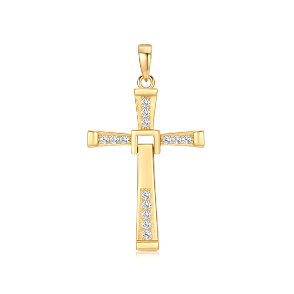 Silver-plated cross pendant with small, sparkling stones from Støvring Design.