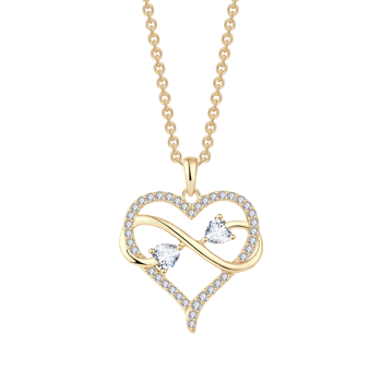 Heart Pendant with Zirconia and Chain in Gold-Plated Silver