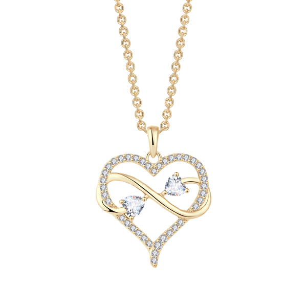 Heart Pendant with Zirconia and Chain in Gold-Plated Silver