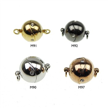 Magnetlås - 12mm - Sterlingsølv/925 - glat med CZ M91-Forgyldt from San - Links of Joy