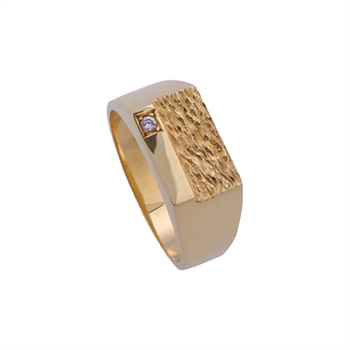 Randers Sølv's Handmade men's finger ring in 8 ct gold with brilliant