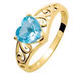 9 ct Gold Ring with Heart blue topaz