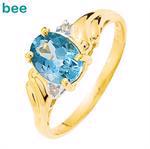 9 ct Large blue Topaz and Diamond ring