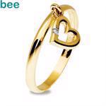 Cute 9 ct gold heart ring with 0,01 ct diamond