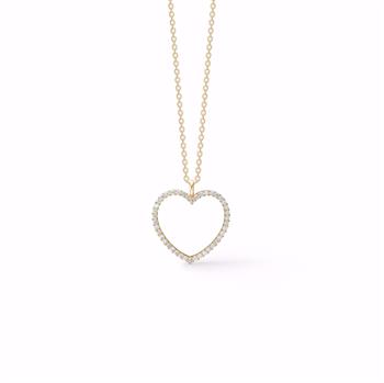 Heart-shaped pendant with sparkling stone outline on a delicate chain.
