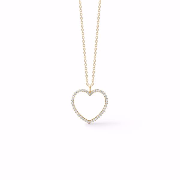 Heart-shaped pendant with sparkling stone outline on a delicate chain.
