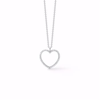 Heart-shaped pendant with decorative edge on a fine link chain, Guld & Sølv Design, model 30129.