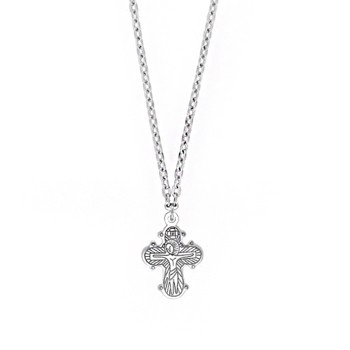 Siersbøl's classic dagmar cross pendant with chain in rhodium-plated silver