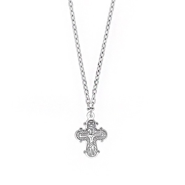 Siersbøl\'s classic dagmar cross pendant with chain in rhodium-plated silver