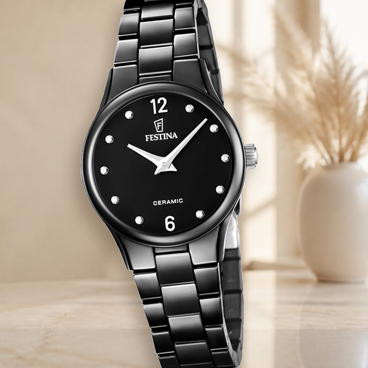 Black ceramic ladies’ watch from Festina