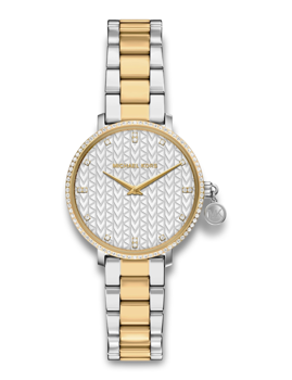Michael Kors MK7574 Women's Two-Tone Watch with Monogram Dial
