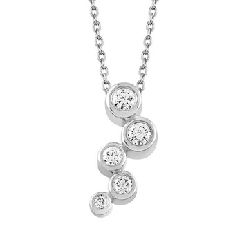 Nuran 14 kt white gold pendant, from the Tube series with 2 x 0,05 + 2 x 0,025 + 1 x 0,005 ct Diamonds Wesselton SI