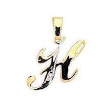 H Letter gold pendant with 0,005 ct diamond