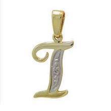 In Letter gold pendant with 0.005 ct diamond