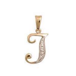 J Letter gold pendant with 0,005 ct diamond