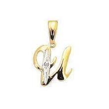 U Letter gold pendant with 0.005 ct diamond