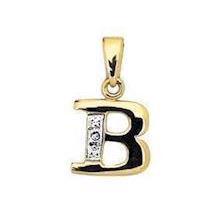 B Letter gold pendant with 0,005 ct diamond
