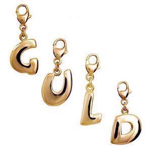 Gold letter pendant with carabiner