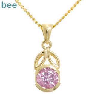 9 ct gold pendant with 1 piece 6.0 mm pink zirconia