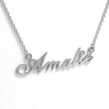 14 carat white gold handmade name pendant with chain