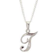 T White gold letter pendant with 0,005 ct diamond