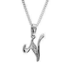 V White gold letter pendant with 0,005 ct diamond