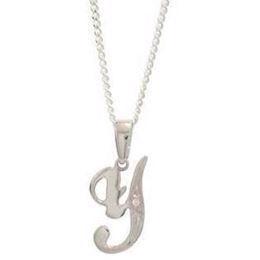 Y White gold letter pendant with 0,005 ct diamond